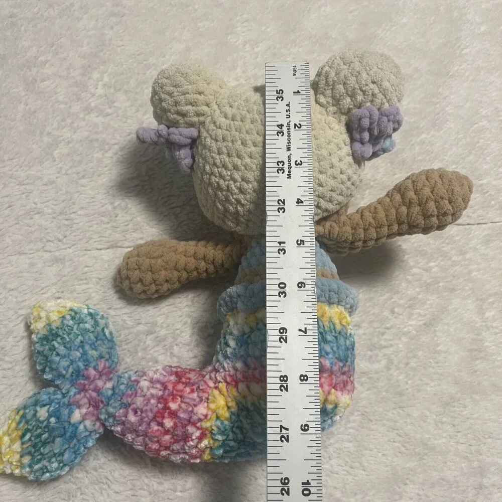 Sandy Beach Multicolor Mermaid - Crochet Stuffed Yarn Plushie - Handmade NWOT - Picture 8 of 9